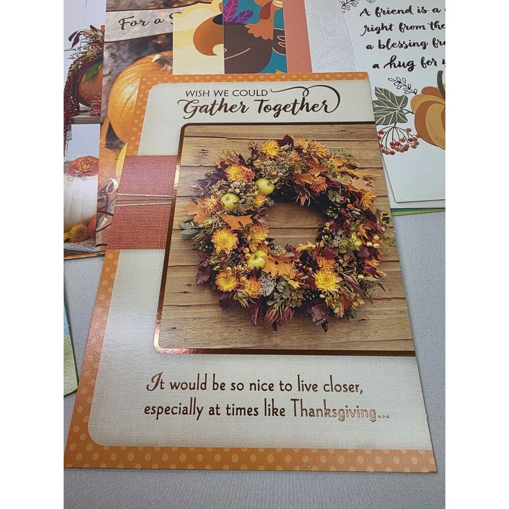 Thanksgiving Day Greeting Cards No Envelopes (30 Cards w/ Greetings Inside)